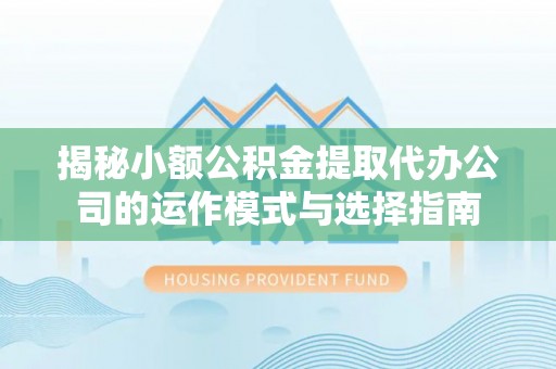 射阳揭秘小额公积金提取代办公司的运作模式与选择指南