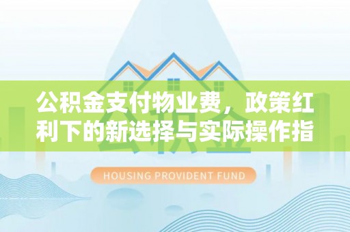 射阳公积金支付物业费，政策红利下的新选择与实际操作指南