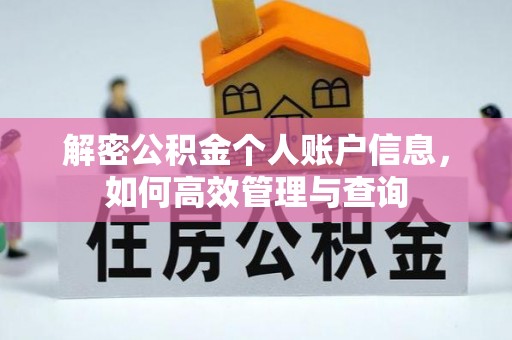 射阳解密公积金个人账户信息，如何高效管理与查询