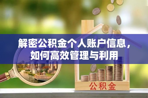 射阳解密公积金个人账户信息，如何高效管理与利用