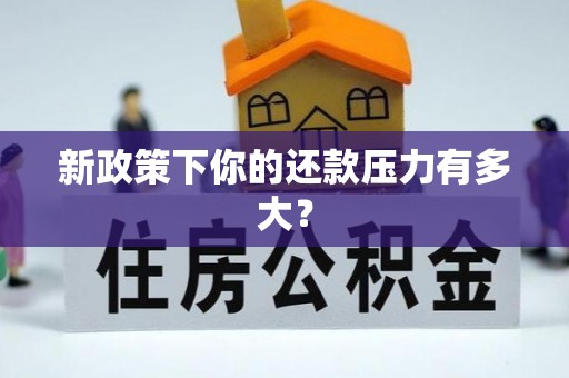射阳新政策下你的还款压力有多大？